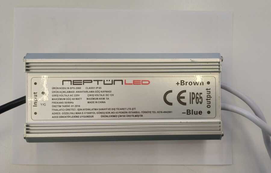 Neptün 60w Ip65 Şerit Led Trafosu 5 Amper