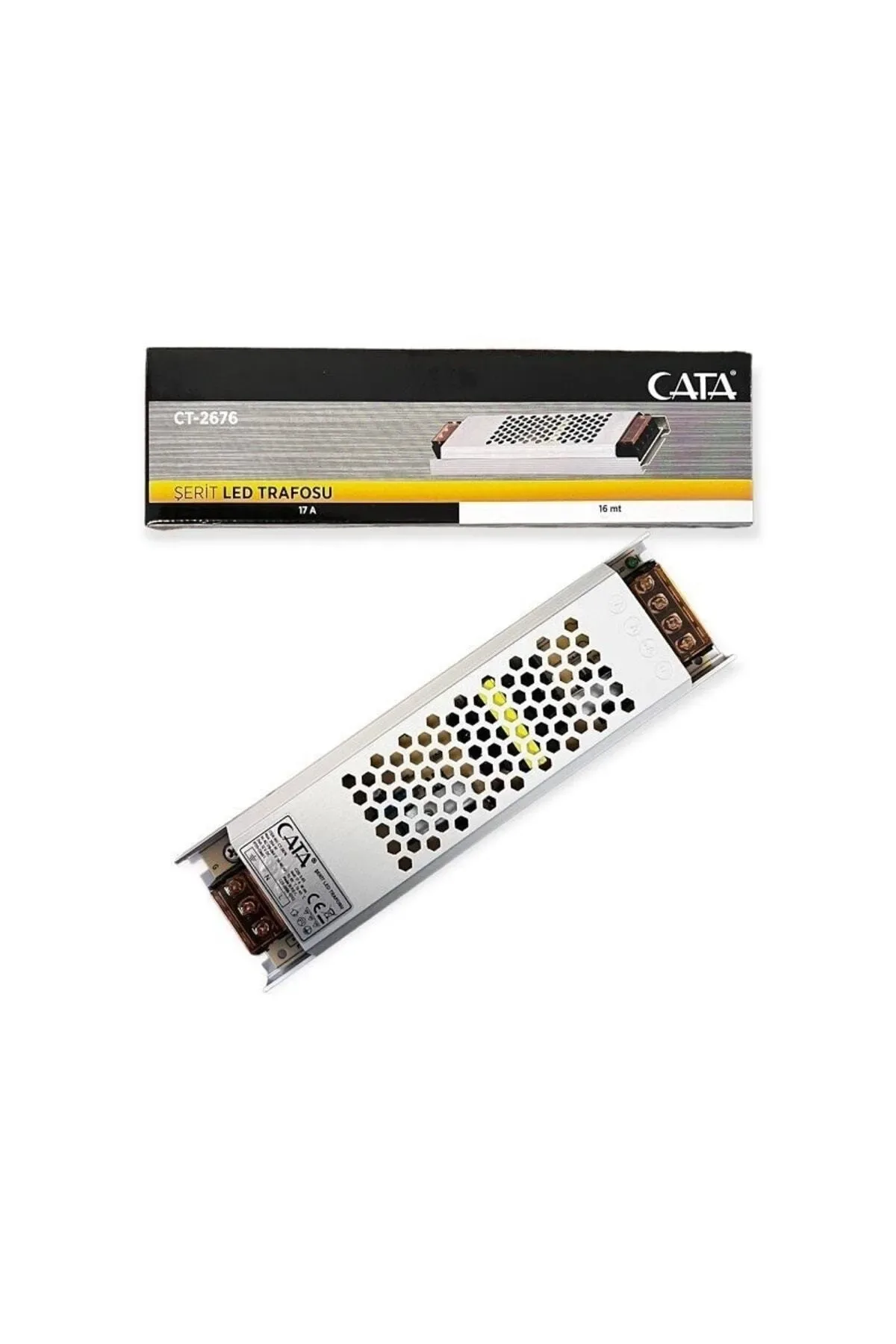 Cata CT-2676 17 Amper Şerit Led Trafosu 200W Süper Slim Fansız