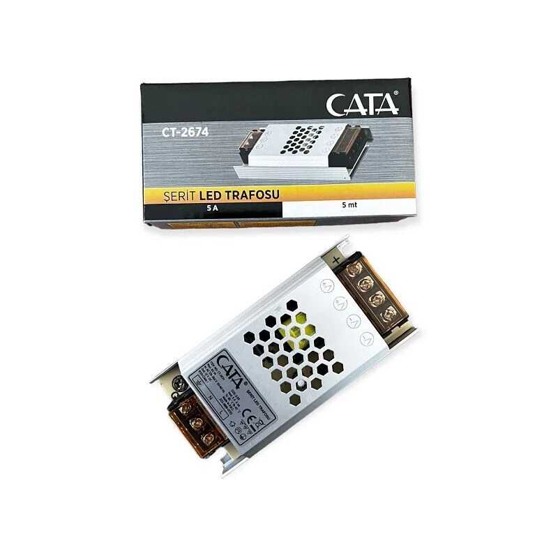 Cata CT-2674 5 Amper Şerit Led Trafosu 60W Süper Slim Fansız