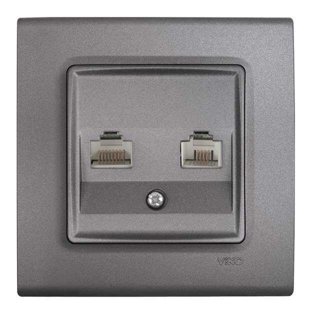 Viko Linnera Life Granit Grisi Data Nümeris Telefon Prizi RJ45 CAT5E - RJ11 (Çerçeve Hariç) 90442035