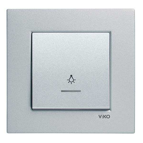 Viko Artline Novella/Trenda Işıklı Light Anahtarı Düğmesi Gümüş