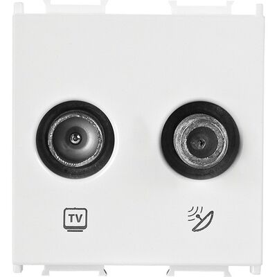 Viko Panasonic Thea Modüler Metalik Beyaz TV-SAT+Düğme/Kapak Sonlu