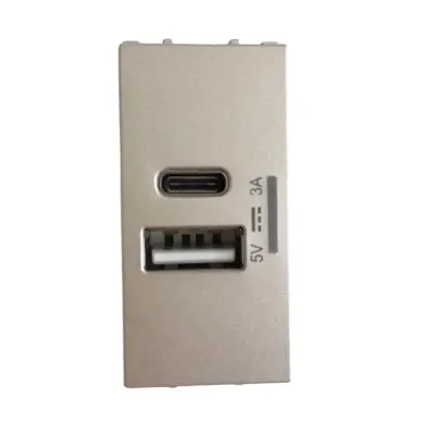 Thea Panasonic Modüler Metalik Beyaz Usb Type A+C 5V 3A