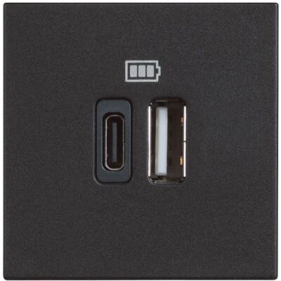 Bticino Classia Type C ve A USB Şarj Prizi 3A 2M Siyah