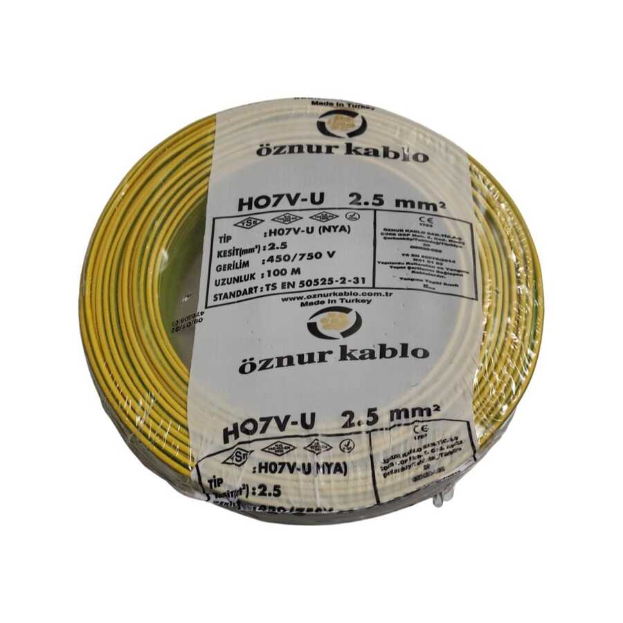 Öznur Nya Kablo 2,5 mm² Sarıyeşil ( H07v-U )