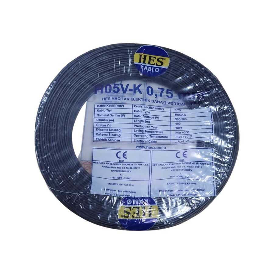 Hes Nyaf Kablo 0,75 mm² Siyah ( H05V-K )