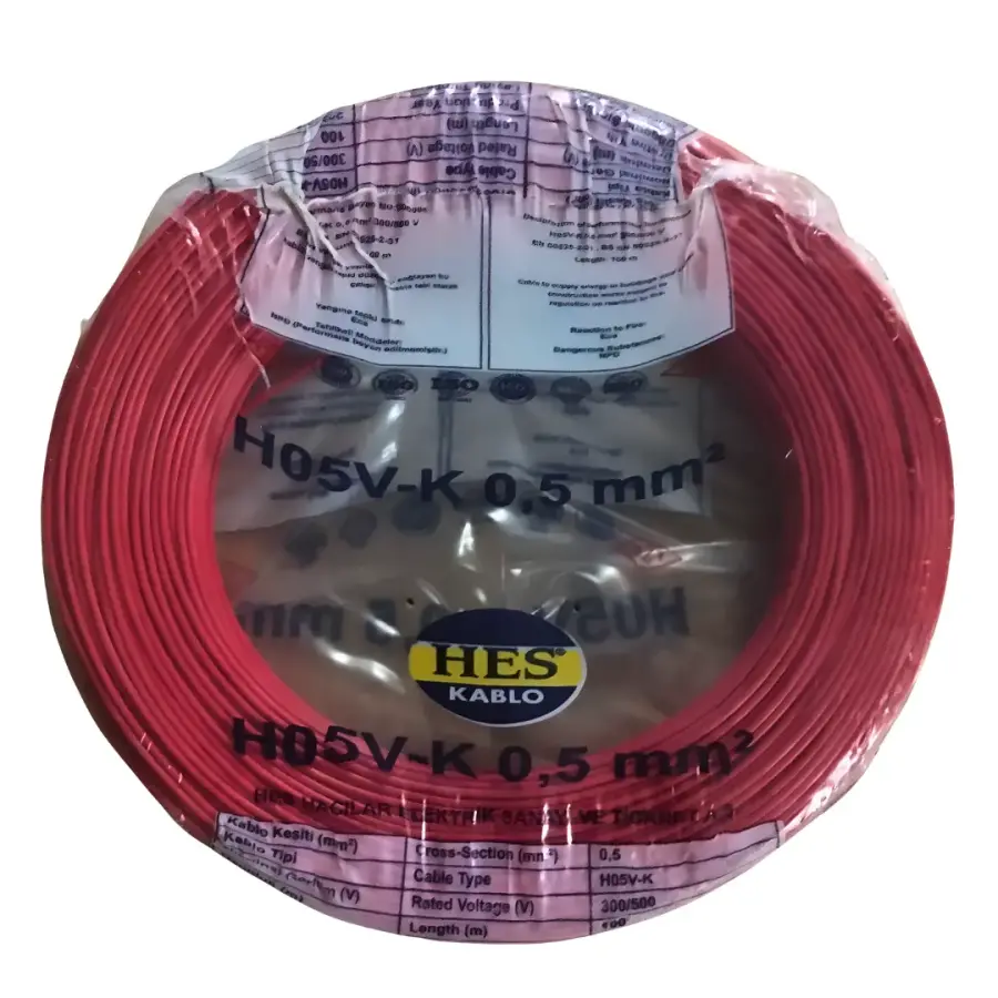 Hes Nyaf Kablo 0,50 mm² Kırmızı ( H07v-K )