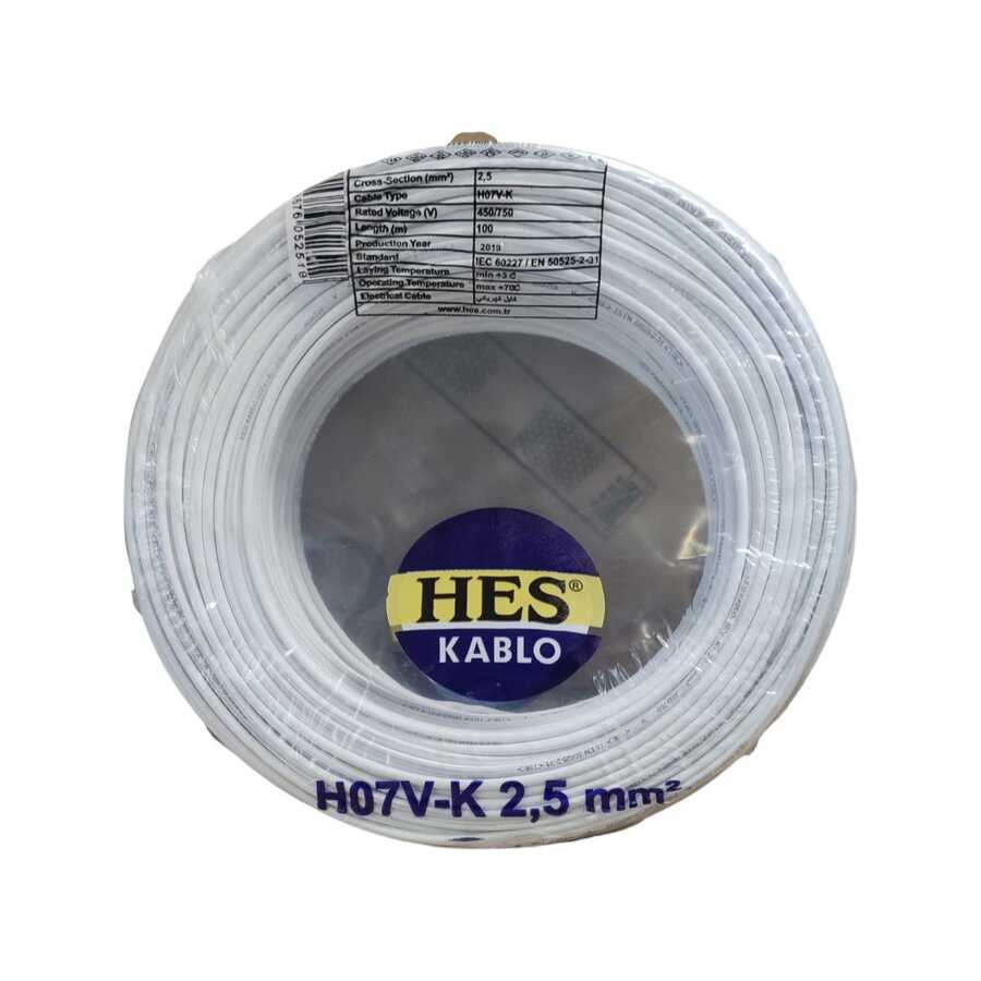 Hes Nyaf Kablo 2,5 mm² Beyaz ( H07v-K )