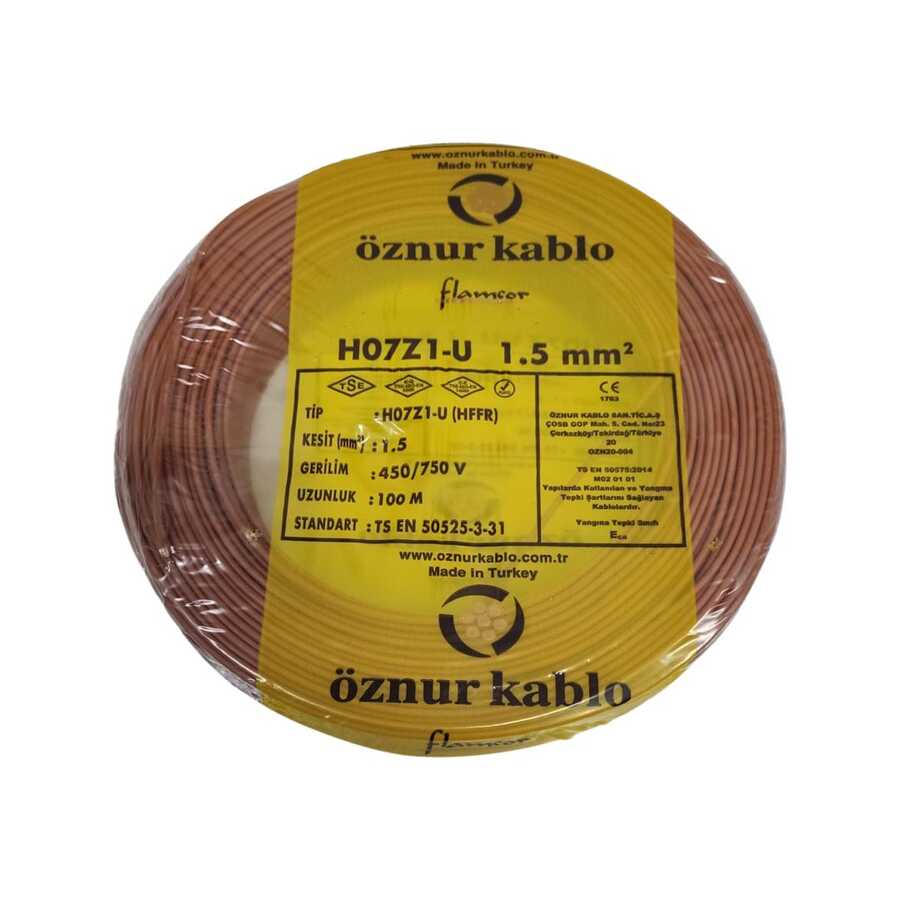 Öznur Nya Kablo 1,5mm Kahverengi (H07Z1-U) Halojen Free