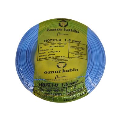 Öznur Nya Kablo 1,5mm Mavi (H07Z1-U) Halojen Free