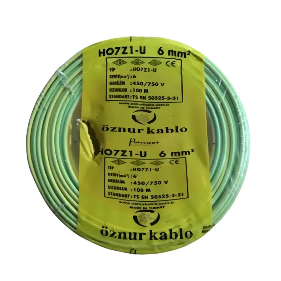 Öznur Nya Kablo 6 Mm² Sarıyeşil ( H07z1-U ) Halojen Free