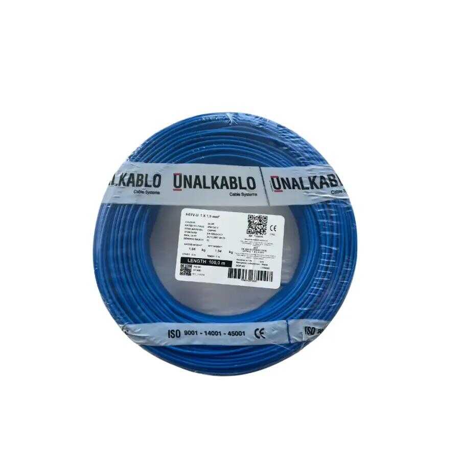 Ünal Nya Kablo 1,5 mm² Mavi ( H07V-U )