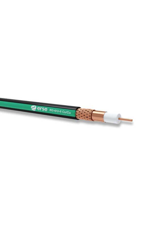 Erse RG6 U6 Cu/Cu Anten Kablosu Siyah Yeşil
