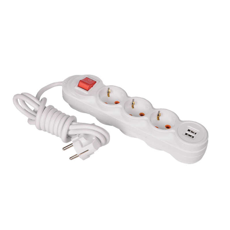 Pelsan USB Çocuk Korumalı Üçlü 2 Metre Kablolu Grup Priz