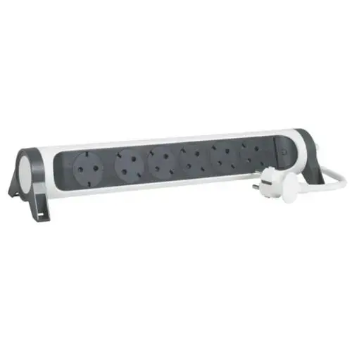 Legrand Grup Priz 6'lı 1,5 Metre Beyaz/Koyu Gri