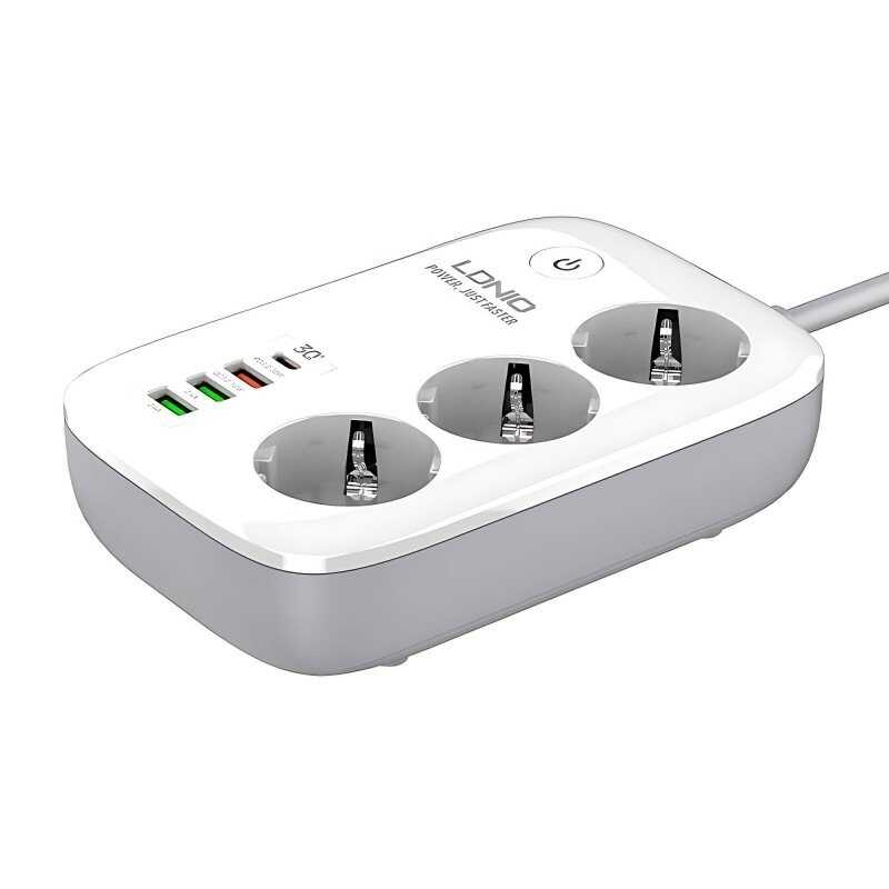 LDNIO SE3452 3PRİZ+3 USB+1 Type-C WİFİ ÖZELLİKLİ AKIM KORUMALI .PRİZ
