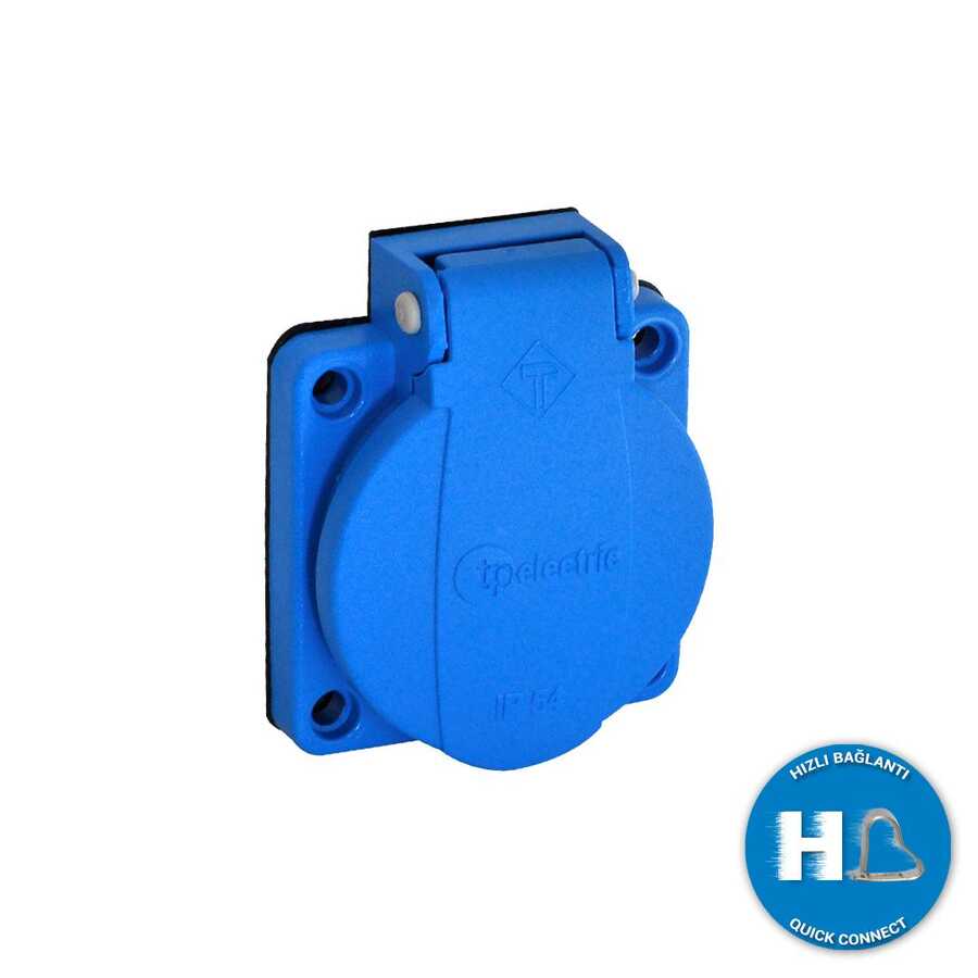 Tplast 1x16A - Pano Prizi (mavi) (HIZLI BAĞLANTI)