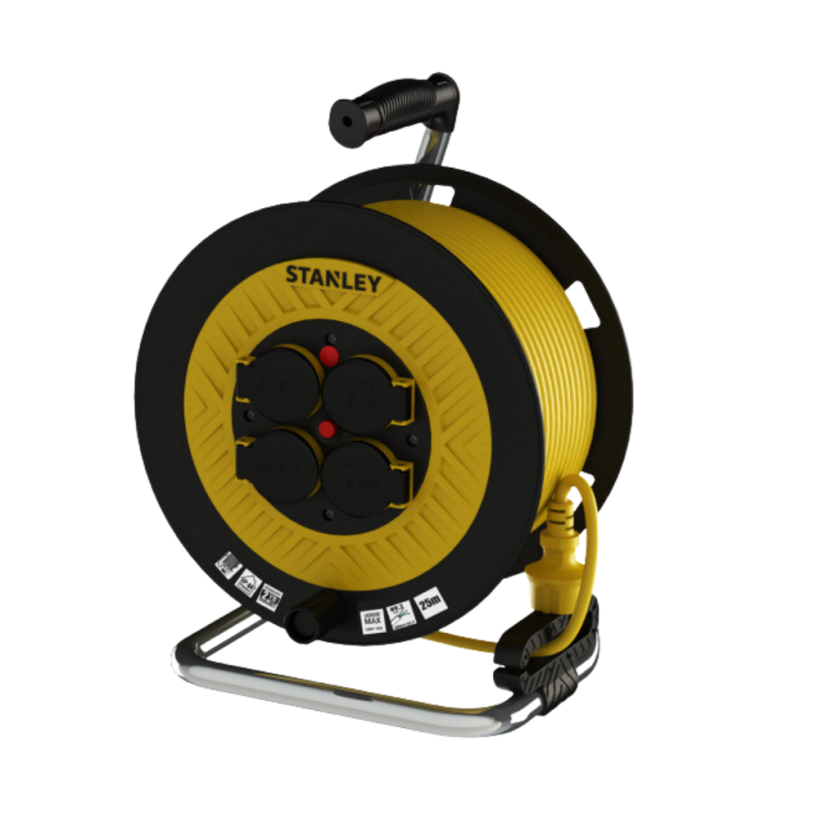 STANLEY 3X2,5 40 Metre TTR IP44 Plastik Seyyar Makara 4 Soketli