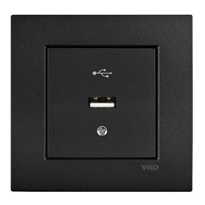 Viko Artline Novella/Trenda Siyah Usb Konnektör Kapak Mekanizma ve Çerçeve Hariç